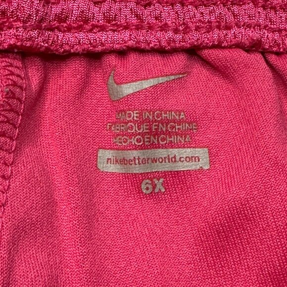 🩷 Nike Dri-Fit Girls' Mesh Shorts | Size 6X | Pink & Green - Picture 3 of 3